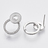 Brass Micro Pave Clear Cubic Zirconia Stud Earring Findings KK-T054-39P-NF-2
