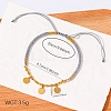 Boho 304 Stainless Steel Charm Braided Cotton Cord Adjustable Bracelets WG43BF0-05-1