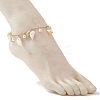 Natural Spiral Shell & Glass Pearl Charm Anklets AJEW-AN00567-3