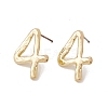 Brass Number Stud Earrings with 925 Sterling Silver Pins for Women EJEW-A077-01D-1