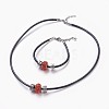 Cowhide Leather Cord Jewelry Sets SJEW-JS00989-8