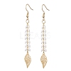 Leaf 201 Stainless Steel Dangle Earrings EJEW-JE06831-3