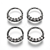 Brass Micro Pave Clear Cubic Zirconia Hoop Earrings EJEW-L234-64A-2