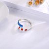 Independence Day American Flag Pattern Alloy Enamel Cuff Rings FS-WGD328B-01-4