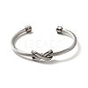 304 Stainless Steel Infinity Beaded Twist Rope Open Cuff Bangle for Women BJEW-P283-08M-2
