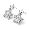 Star Rack Plating Brass Micro Pave Cubic Zirconia Dangle Stud Earrings EJEW-F331-25P-1