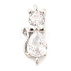 Brass Micro Pave Cubic Zirconia Kitten Links Connectors ZIRC-G157-50P-1