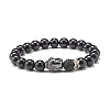 Natural Tourmaline & Lava Rock Round Beads Energy Power Stretch Bracelet for Men Women BJEW-JB07037-01-1