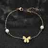 304 Stainless Steel Butterfly Link Bracelets BJEW-C098-01B-G-2