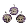 Natural Amethyst Flat Round Pendants G-Q188-01P-09-1