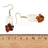 Natural Amber & Natural Trochid Shell/Trochus Shell Beads Rectangle Dangle Earrings EJEW-JE07524-5