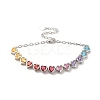 Colorful Cubic Zirconia Heart Link Bracelet BJEW-E073-02P-1