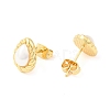 Brass Teardrop Stud Earrings with Plastic Pearl Beaded EJEW-K251-15G-2
