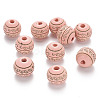 Painted Natural Wood Beads WOOD-N006-02A-M-2