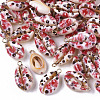 Printed Natural Cowrie Shell Pendants SSHEL-R047-02-B04-1
