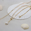 925 Sterling Silver with Natural Pearl Pendant Necklaces NJEW-Z030-03G-2
