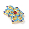 Brass Colorful Enamel Flower Multi-Strand Links KK-K399-10G-2