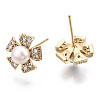 Brass Micro Pave Clear Cubic Zirconia Stud Earrings EJEW-N018-003-NF-2