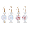 FIBLOOM 2 Pairs 2 Colors Lace Inside Glass Candy Ball Dangle Earrings EJEW-FI0001-15-1