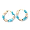 Porcelain Beaded Huggie Hoop Earrings for Women X1-EJEW-C003-01E-RS-1