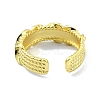 Brass with Cubic Zirconia Open Cuff Ring RJEW-B051-57G-3