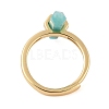 Double Pointed Hexagonal Prism Natural Amazonite Adjustable Rings for Women RJEW-G327-01G-08-3