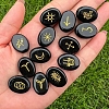 Oval Natural Obsidian Rune Stones PW-WG22365-04-1