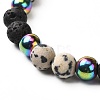 Matte Stone Round Beads Stretch Bracelets for Men Women BJEW-JB06875-4