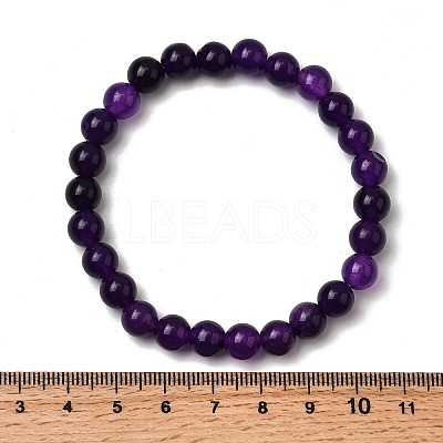 Dyed Synthetic Quartz Imitation Amethyst Beaded Stretch Bracelets PW-WG7FE75-02-1-1