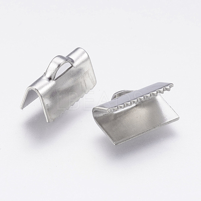 Tarnish Resistant 304 Stainless Steel Ribbon Crimp Ends X-STAS-P168-03P-1