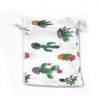 Polycotton(Polyester Cotton) Packing Pouches Drawstring Bags X-ABAG-T007-02L-1