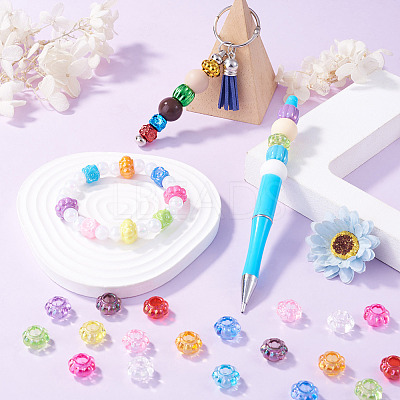 100Pcs UV Plating Transparent Acrylic European Beads TACR-TA0001-93C-1