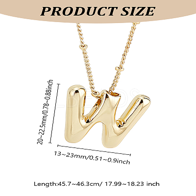 1pc Brass Chain with Alloy Letter Pendants Necklaces NJEW-LP0001-41W-G-1