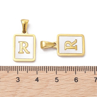 Ion Plating(IP) 304 Stainless Steel Pave Shell Pendants X-STAS-G327-01G-R-1