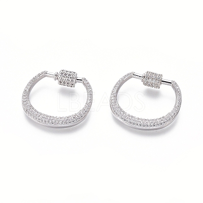 Brass Micro Pave Cubic Zirconia Screw Carabiner Lock Charms ZIRC-I031-21P-1