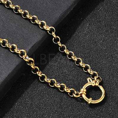 304 Stainless Steel Rolo Chain Necklaces with Spring Ring Clasps for Women NJEW-Z091-03G-1