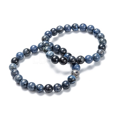 Natural Dumortierite Stretch Beaded Bracelets X-G-A185-01G-1