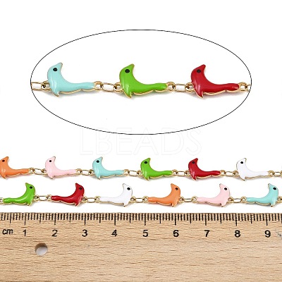 304 Stainless Steel Enamel Sea Lion Link Chains CHS-F023-01I-G-1