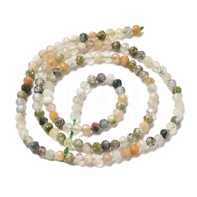 Natural Green Rutilated Quartz Beads Strands G-RM241221-B22-1