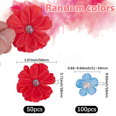 150Pcs 2 Styles Cloth Flower Ornaments DIY-SP0005-85-1