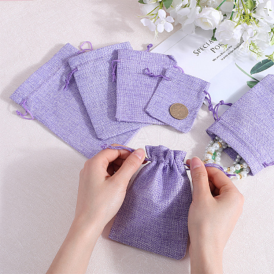 16Pcs 4 Styles Polyester Imitation Burlap Packing Pouches Drawstring Bags ABAG-BBC0001-01C-1