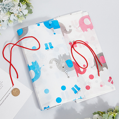 2Pcs 2 Colors Christmas Rectangle Plastic Elephant Print Gift Storage Big Bags ABAG-WH20010-07-1