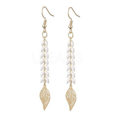 Leaf 201 Stainless Steel Dangle Earrings EJEW-JE06831-1