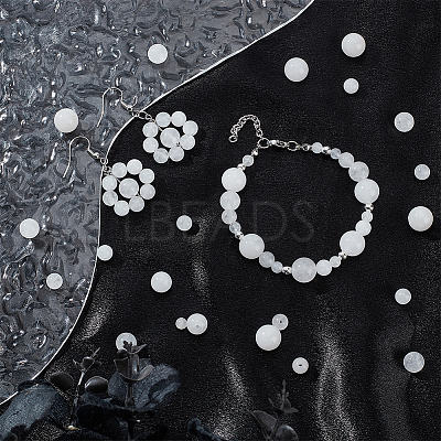 4 Strands 4 Styles Round Natural White Jade Beads Strands G-NB0005-12-1