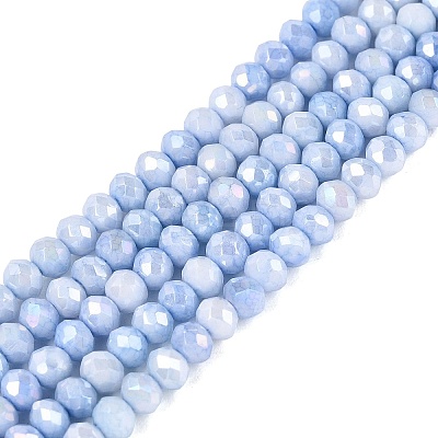 Anti-Tarnish Electroplate Rondelle Glass Beads Strands LS-EGLA-T021-3mm-17-04-1