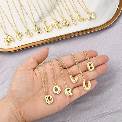 1Pc Initial Letter Brass Pendant Necklaces NJEW-YW0001-24P-1