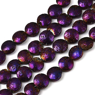 Electroplated Natural Lava Rock Beads Strands G-K388-01C-1