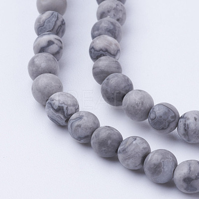 Natural Map Stone/Picasso Stone/Picasso Jasper Bead Strands G-G735-27F-4mm-1