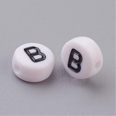 Acrylic Horizontal Hole Letter Beads X-PL37C9070-B-1