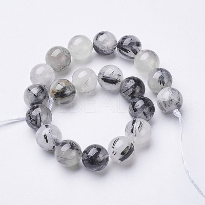 Natural Black Rutilated Quartz Beads Strands X-G-D295-10mm-1